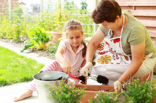 Gardener assessing garden space for landscape planning