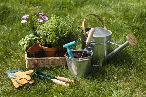 Close-up of garden maintenance tools